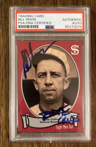 BILL IRWIN ‘EIGHT MEN OUT’ SIGNED BASEBALL CARD PSA/DNA ‘EDDIE COLLINS’ PROOF COLLECTIBLE MEMORABILIA