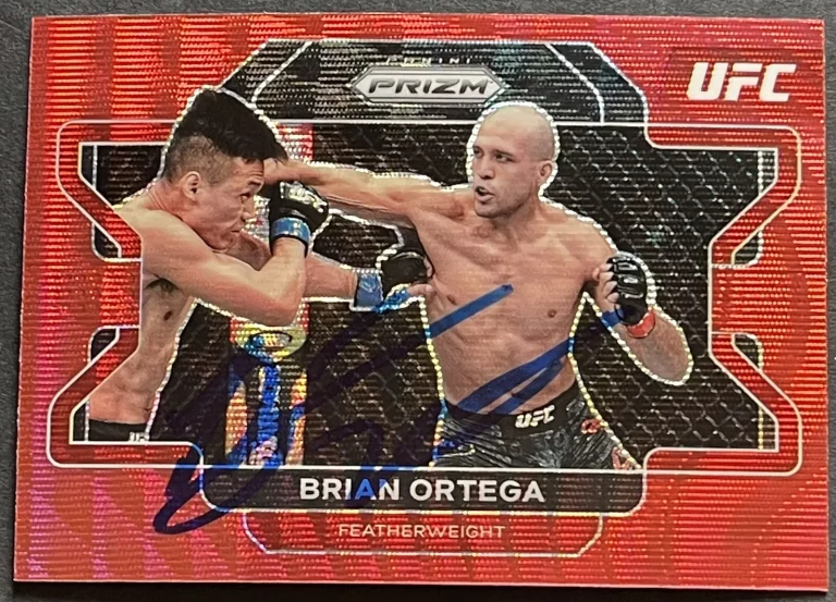 BRIAN ORTEGA 2022 PANINI PRIZM RED WAVE UFC CARD BECKETT COA COLLECTIBLE MEMORABILIA