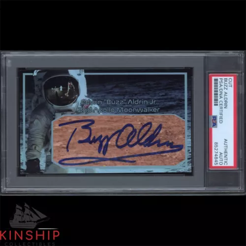 BUZZ ALDRIN SIGNED CUT 3×5 CUSTOM CARD PSA DNA SLAB APOLLO 11 SPACE AUTO C3255 COLLECTIBLE MEMORABILIA