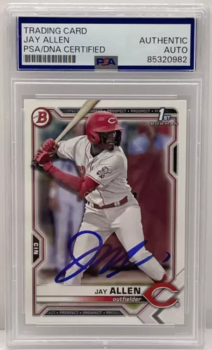 CAM COLLIER SIGNED AUTOGRAPHED 2021 BOWMAN 1ST ROOKIE CARD PSA/DNA SLABBED REDS COLLECTIBLE MEMORABILIA
