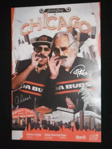 CHEECH AND CHONG SIGNED CHICAGO HIGH AND DRY PROMO POSTER COLLECTIBLE MEMORABILIA