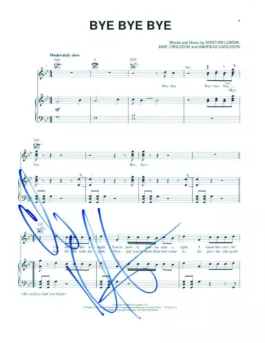 CHRIS KIRKPATRICK NSYNC SIGNED AUTOGRAPH BYE BYE BYE SHEET MUSIC – NO STRINGS COLLECTIBLE MEMORABILIA