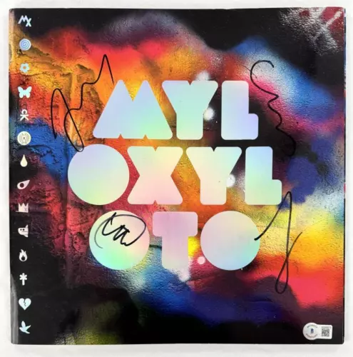 COLDPLAY BAND SIGNED AUTOGRAPH MYLO XYLOTO CONCERT TOUR PROGRAM BOOK BECKETT COA COLLECTIBLE MEMORABILIA