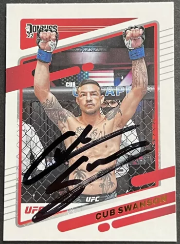 CUB SWANSON SIGNED AUTOGRAPHED 2022 DONRUSS UFC BASE CARD BECKETT COA COLLECTIBLE MEMORABILIA