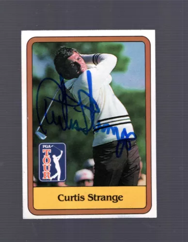 CURTIS STRANGE HAND SIGNED 1981 DONRUSS GOLF CARD+COA 2X US OPEN GOLF CHAMP COLLECTIBLE MEMORABILIA