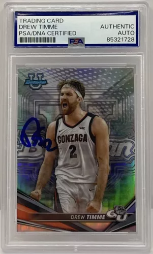 DREW TIMME SIGNED AUTO 2023-34 BOWMAN’S BEST ROOKIE CARD PSA/DNA SLABBED GONZAGA COLLECTIBLE MEMORABILIA