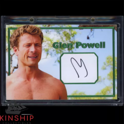 GLEN POWELL SIGNED CUT CUSTOM CARD JSA COA SYDNEY SWEENEY MOVIE AUTO RARE Z1826 COLLECTIBLE MEMORABILIA