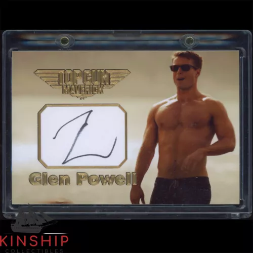 GLEN POWELL SIGNED CUT CUSTOM CARD JSA COA TOP GUN MOVIE AUTO RARE Z1831 COLLECTIBLE MEMORABILIA