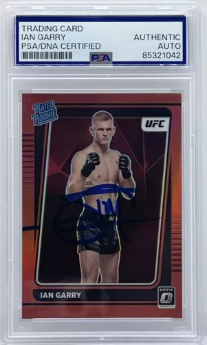 IAN GARRY SIGNED 2022 DONRUSS OPTIC RED ROOKIE CARD UFC PSA/DNA SLABBED #D /199 COLLECTIBLE MEMORABILIA