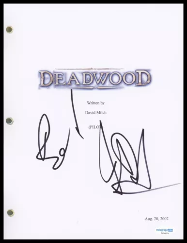 IAN MCSHANE “DEADWOOD” AUTOGRAPH SIGNED ‘AL SWEARENGEN’ FULL PILOT SCRIPT ACOA COLLECTIBLE MEMORABILIA