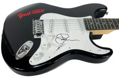 JACK RUSSELL GREAT WHITE SIGNED AUTOGRAPH ELECTRIC GUITAR BAND SINGER ACOA COA COLLECTIBLE MEMORABILIA