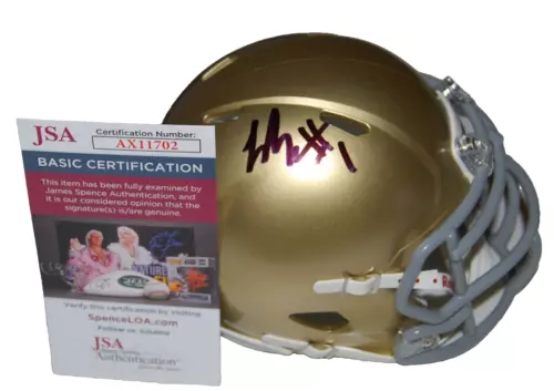 JADEN GATEHOUSE SIGNED NOTRE DAME FIGHTING IRISH MINI FOOTBALL HELMET JSAAX11702 COLLECTIBLE MEMORABILIA