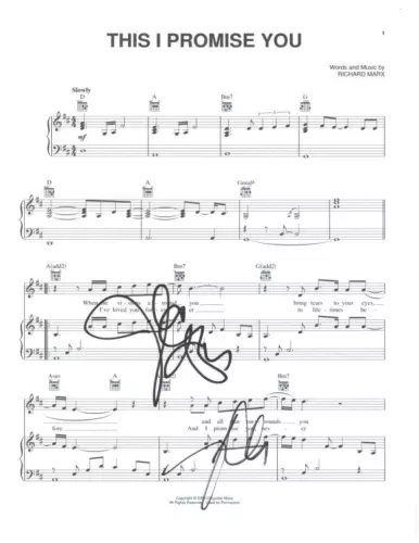 JC CHASEZ & LANCE BASS SIGNED AUTOGRAPH THIS I PROMISE YOU SHEET MUSIC – NSYNC COLLECTIBLE MEMORABILIA