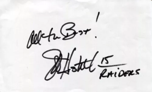 JEFF HOSTETLER LA OAKLAND RAIDERS NEW YORK GIANTS SUPER BOWL SIGNED AUTOGRAPH COLLECTIBLE MEMORABILIA