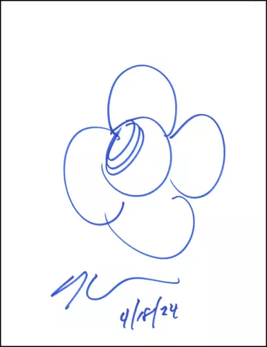 JEFF KOONS SIGNED AUTOGRAPH 8.5×11 HAND DRAWN ORIGINAL POP ART SKETCH W/ JSA COA COLLECTIBLE MEMORABILIA