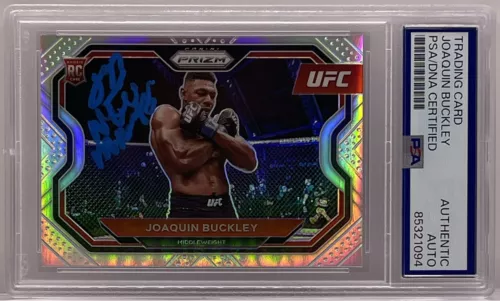 JOAQUIN BUCKLEY SIGNED AUTO 2021 PRIZM SILVER UFC ROOKIE CARD PSA/DNA SLABBED COLLECTIBLE MEMORABILIA