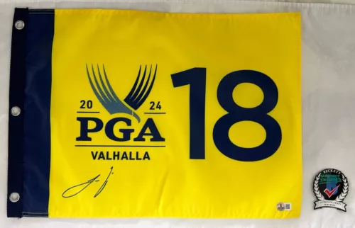 JOAQUIN NIEMANN SIGNED 2024 PGA CHAMPIONSHIP FLAG BECKETT BAS COA COLLECTIBLE MEMORABILIA