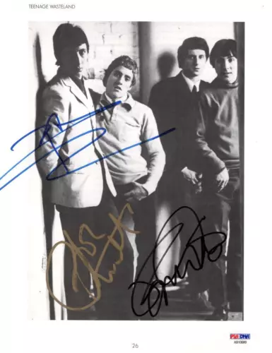JOHN ENTWISTLE DALTREY TOWNSHEND SIGNED AUTOGRAPH MAGAZINE PHOTO THE WHO W/ PSA COLLECTIBLE MEMORABILIA
