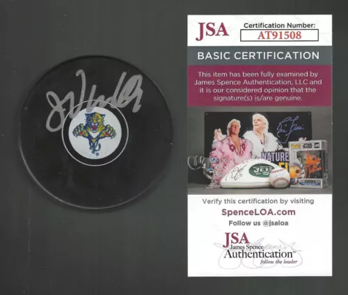 JOHN VANBIESBROUCK SIGNED FLORIDA PANTHERS SMALL LOGO PUCK JSA COA COLLECTIBLE MEMORABILIA