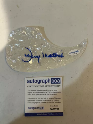 JOHNNY MATHIS SIGNED AUTOGRAPH ACOUSTIC PICKGUARD ACOA GUITAR LEGEND COLLECTIBLE MEMORABILIA