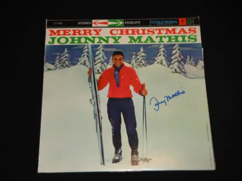 JOHNNY MATHIS SIGNED MERRY CHRISTMAS VINYL ALBUM COLLECTIBLE MEMORABILIA