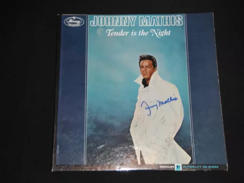 JOHNNY MATHIS SIGNED TENDER IS THE NIGHT VINYL ALBUM COLLECTIBLE MEMORABILIA
