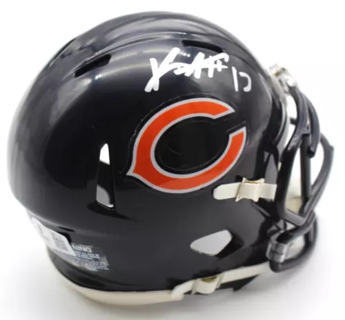 KEENAN ALLEN SIGNED CHICAGO BEARS MINI FOOTBALL HELMET W/BECKETT COA BN71237 COLLECTIBLE MEMORABILIA