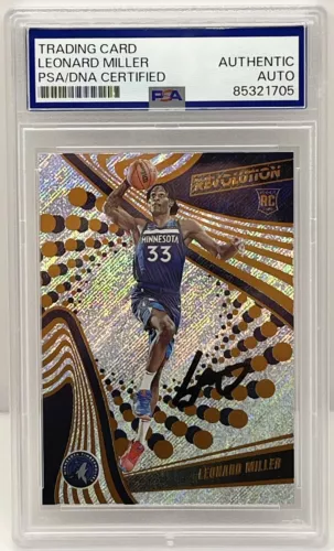 LEONARD MILLER SIGNED 2023-24 CHRONICLES REVOLUTION ROOKIE CARD PSA/DNA SLABBED COLLECTIBLE MEMORABILIA