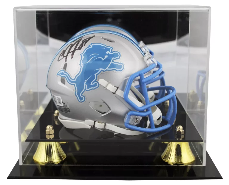 LIONS CALVIN JOHNSON AUTHENTIC SIGNED SPEED MINI HELMET W/ CASE BAS WITNESSED COLLECTIBLE MEMORABILIA