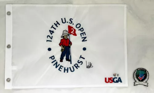 LUDVIG ABERG SIGNED 2024 US OPEN FLAG BECKETT BAS COA COLLECTIBLE MEMORABILIA