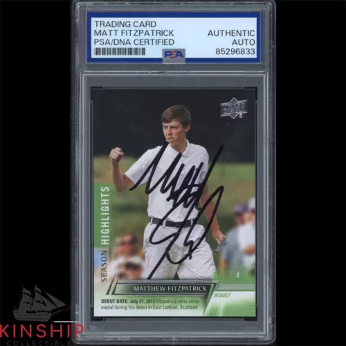 MATT FITZPATRICK SIGNED 2024 UPPER DECK TRADING CARD PSA DNA SLAB GOLF C3226 COLLECTIBLE MEMORABILIA