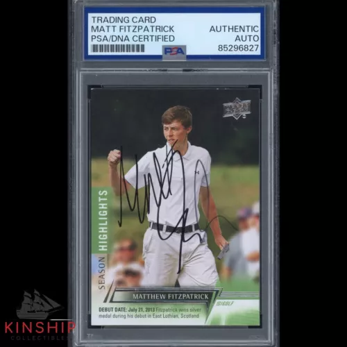 MATT FITZPATRICK SIGNED 2024 UPPER DECK TRADING CARD PSA DNA SLAB GOLF C3324 COLLECTIBLE MEMORABILIA