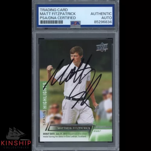 MATT FITZPATRICK SIGNED 2024 UPPER DECK TRADING CARD PSA DNA SLAB GOLF C3327 COLLECTIBLE MEMORABILIA