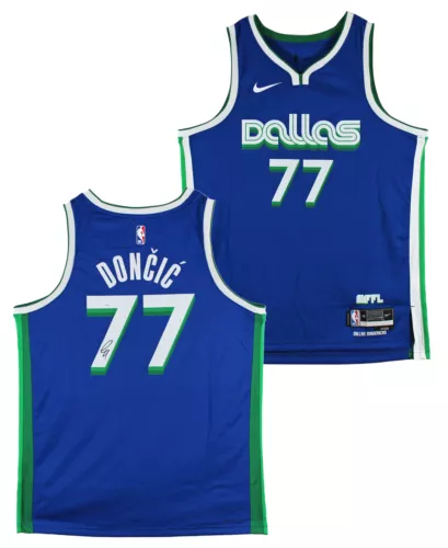 MAVERICKS LUKA DONCIC SIGNED BLUE NIKE SWINGMAN CITY EDITION JERSEY JSA #BB55722 COLLECTIBLE MEMORABILIA