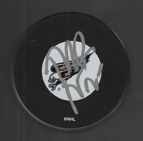 Mike Grier Signed Washington Capitals Eagle Logo Puck
