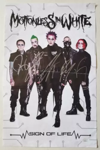 MOTIONLESS IN WHITE SIGNED 11×17″ SIGN OF LIFE PROMO POSTER #1 JSA COA CHRIS + COLLECTIBLE MEMORABILIA