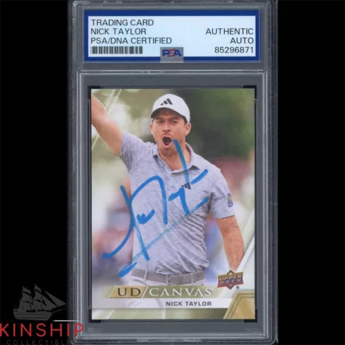 NICK TAYLOR SIGNED 2024 UPPER DECK CANVAS TRADING CARD PSA DNA SLAB GOLF C3195 COLLECTIBLE MEMORABILIA