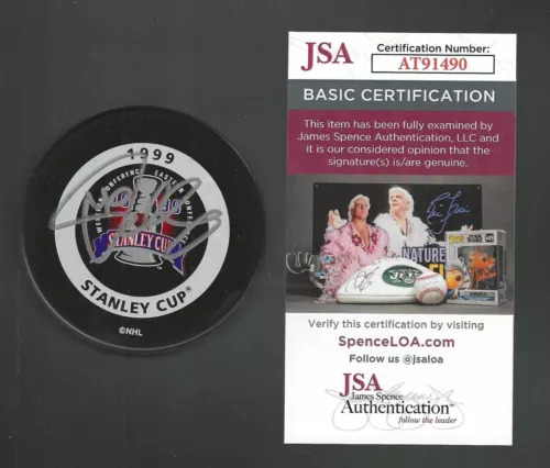 PAT VERBEEK SIGNED DALLAS STARS 1999 STANLEY CUP CHAMPIONS GAME PUCK JSA COA COLLECTIBLE MEMORABILIA