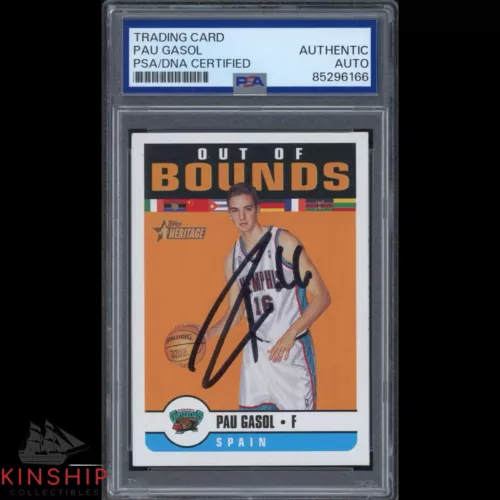 PAU GASOL SIGNED 2001-02 TOPPS HERITAGE CARD PSA DNA SLABBED AUTO C3168 COLLECTIBLE MEMORABILIA