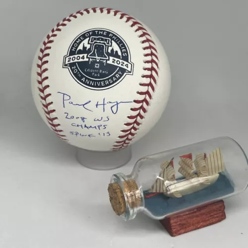 PAUL HAGEN SIGNED PHILLIES CITIZENS BANK LOGO BASEBALL JSA COA HOF SPINK A3328 COLLECTIBLE MEMORABILIA