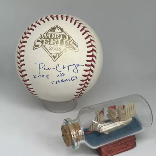 PAUL HAGEN SIGNED RAWLINGS 2008 WORLD SERIES LOGO BASEBALL JSA COA SPINK A3329 COLLECTIBLE MEMORABILIA