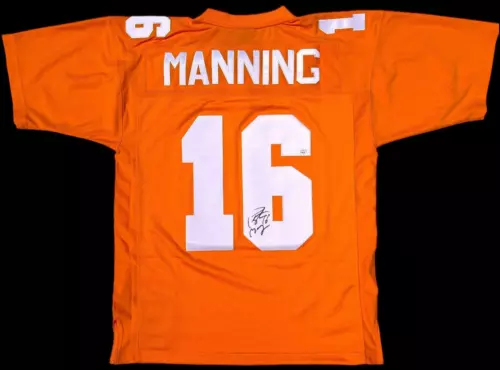 PEYTON MANNING SIGNED TENNESSEE VOLUNTEERS MITCHELL & NESS FOOTBALL JERSEY JSA ! COLLECTIBLE MEMORABILIA