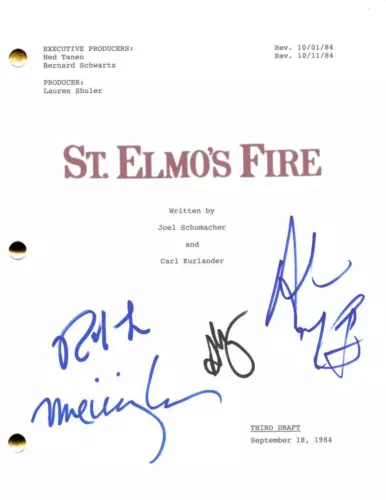 ROB LOWE ALLY SHEEDY ANDREW MCCARTHY +1 SIGNED AUTOGRAPH ST ELMO’S FIRE SCRIPT COLLECTIBLE MEMORABILIA