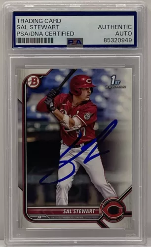 SAL STEWART SIGNED AUTOGRAPHED 2023 BOWMAN 1ST ROOKIE CARD PSA/DNA SLABBED COLLECTIBLE MEMORABILIA