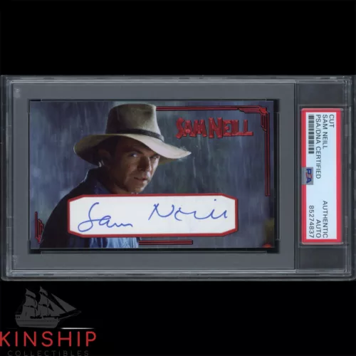 SAM NEILL SIGNED CUT 3×5 CUSTOM CARD PSA DNA SLAB JURASSIC PARK AUTO C3124 COLLECTIBLE MEMORABILIA