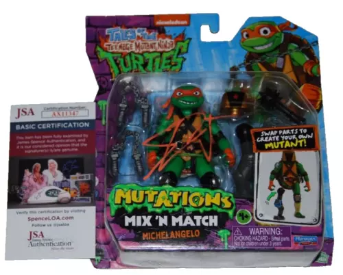 SHAMON BROWN SIGNED TEENAGE MUTANT NINJA TURTLES MICHELANGELO FIGURE JSAAX11348 COLLECTIBLE MEMORABILIA