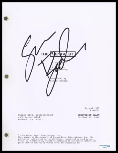SIMON BAKER “THE MENTALIST” AUTOGRAPH SIGNED ‘BLOODSPORT’ EPISODE SCRIPT ACOA COLLECTIBLE MEMORABILIA