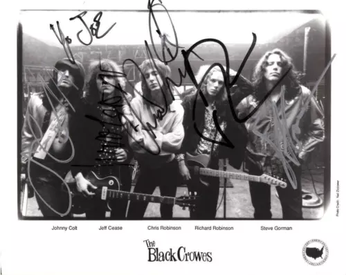 THE BLACK CROWES SIGNED AUTOGRAPH 8×10 PHOTO – RARE! ORIGINAL LINEUP W/ JSA COA COLLECTIBLE MEMORABILIA