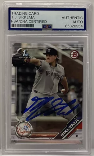 TJ SIKKEMA SIGNED AUTOGRAPHED 2022 BOWMAN 1ST ROOKIE CARD PSA/DNA SLABBED COLLECTIBLE MEMORABILIA