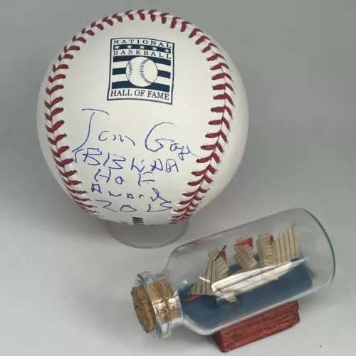 TOM GAGE SIGNED RAWLINGS HALL OF FAME LOGO BASEBALL JSA TIGERS HOF SPINK A3323 COLLECTIBLE MEMORABILIA